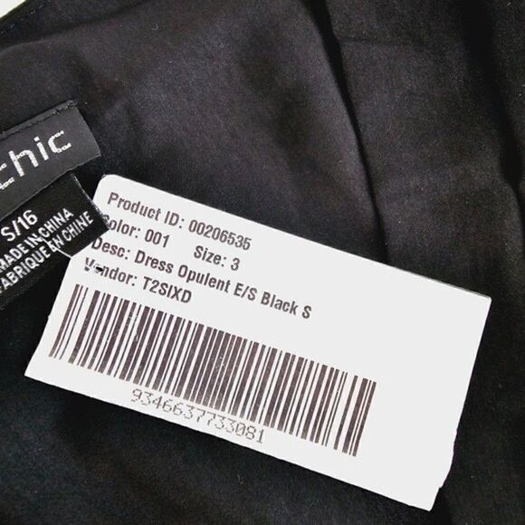 New! City Chic Opulent Faux Wrap Elbow Sleeve Black Midi Dress - Picture 12 of 15